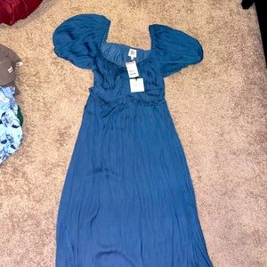 Brand new midi TJ maxx dress navy with faint polka dots